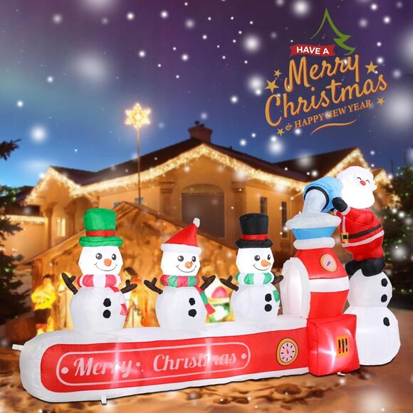 ⚡7.0FT Christmas Inflatable Santa Sleigh & Reindeer Blow up Outdoor Decoration - Picture 3 of 7